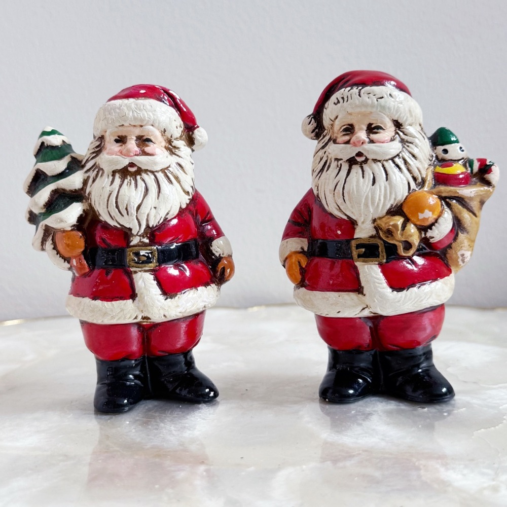 Vtg Handpainted Napco Santa Figures Christmas Decor Set of 2